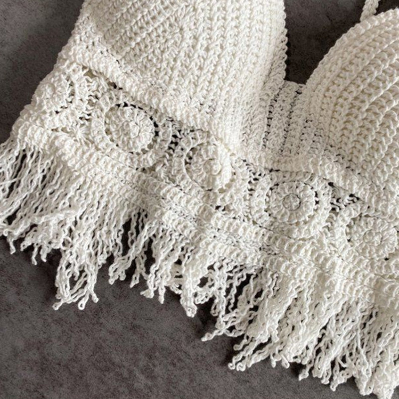 Top crochet boho con flecos