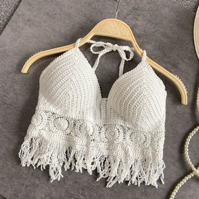 Top crochet boho con flecos