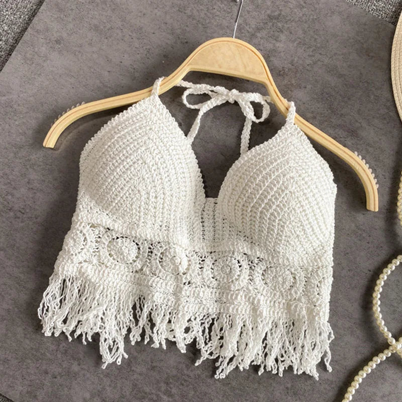 Top crochet boho con flecos