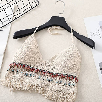 Top crochet boho con flecos