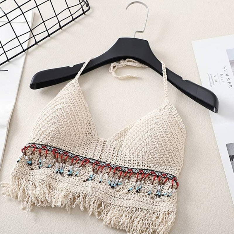 Top crochet boho con flecos