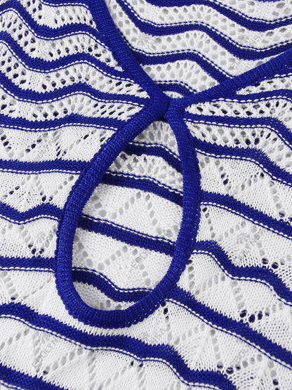 Vestido playero tejido con manga acampanada