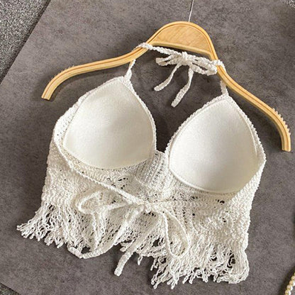 Top crochet boho con flecos