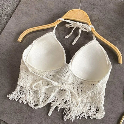 Top crochet boho con flecos