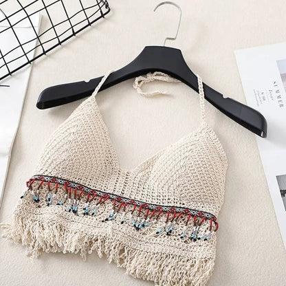 Top crochet boho con flecos