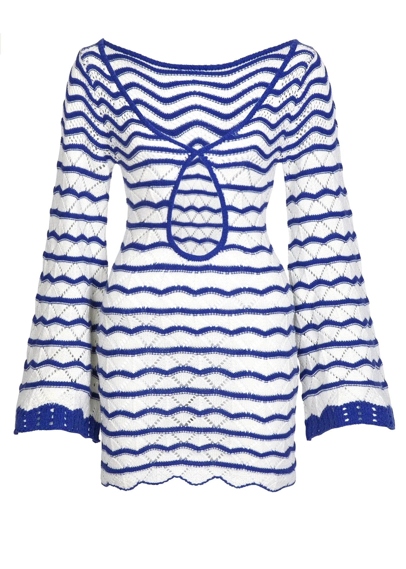Vestido playero tejido con manga acampanada