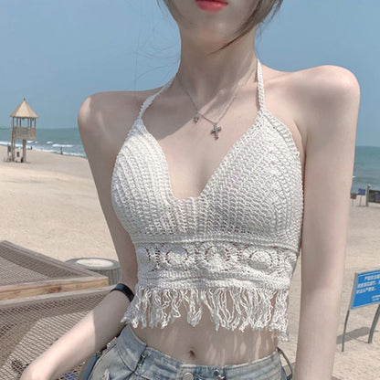 Top crochet boho con flecos