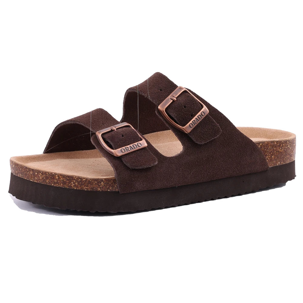 Sandalias con hebillas ajustables y acabado en gamuza