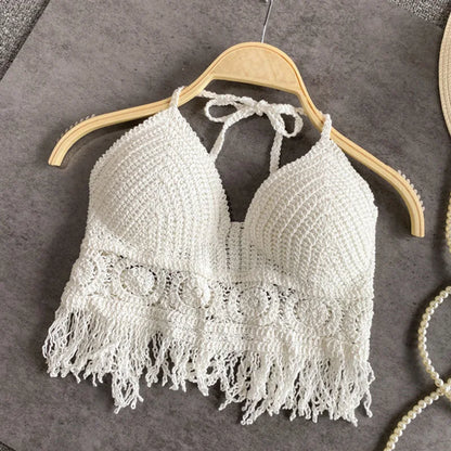 Top crochet boho con flecos