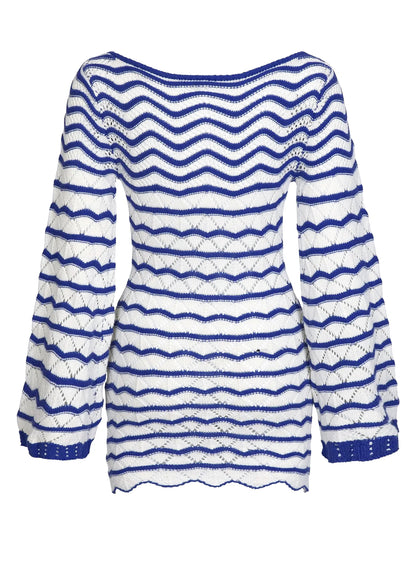 Vestido playero tejido con manga acampanada