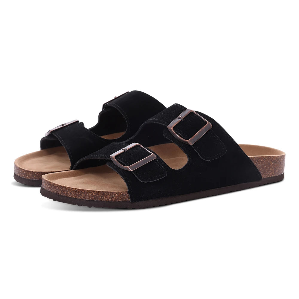 Sandalias con hebillas ajustables y acabado en gamuza