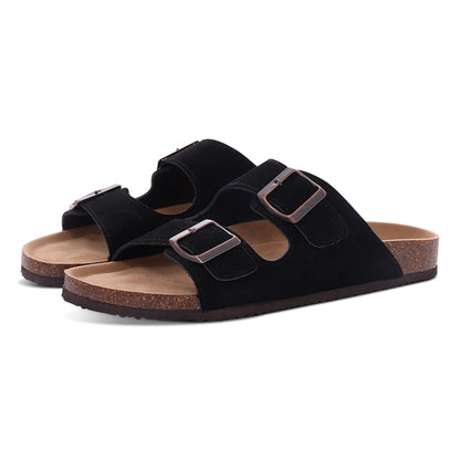 Sandalias con hebillas ajustables y acabado en gamuza