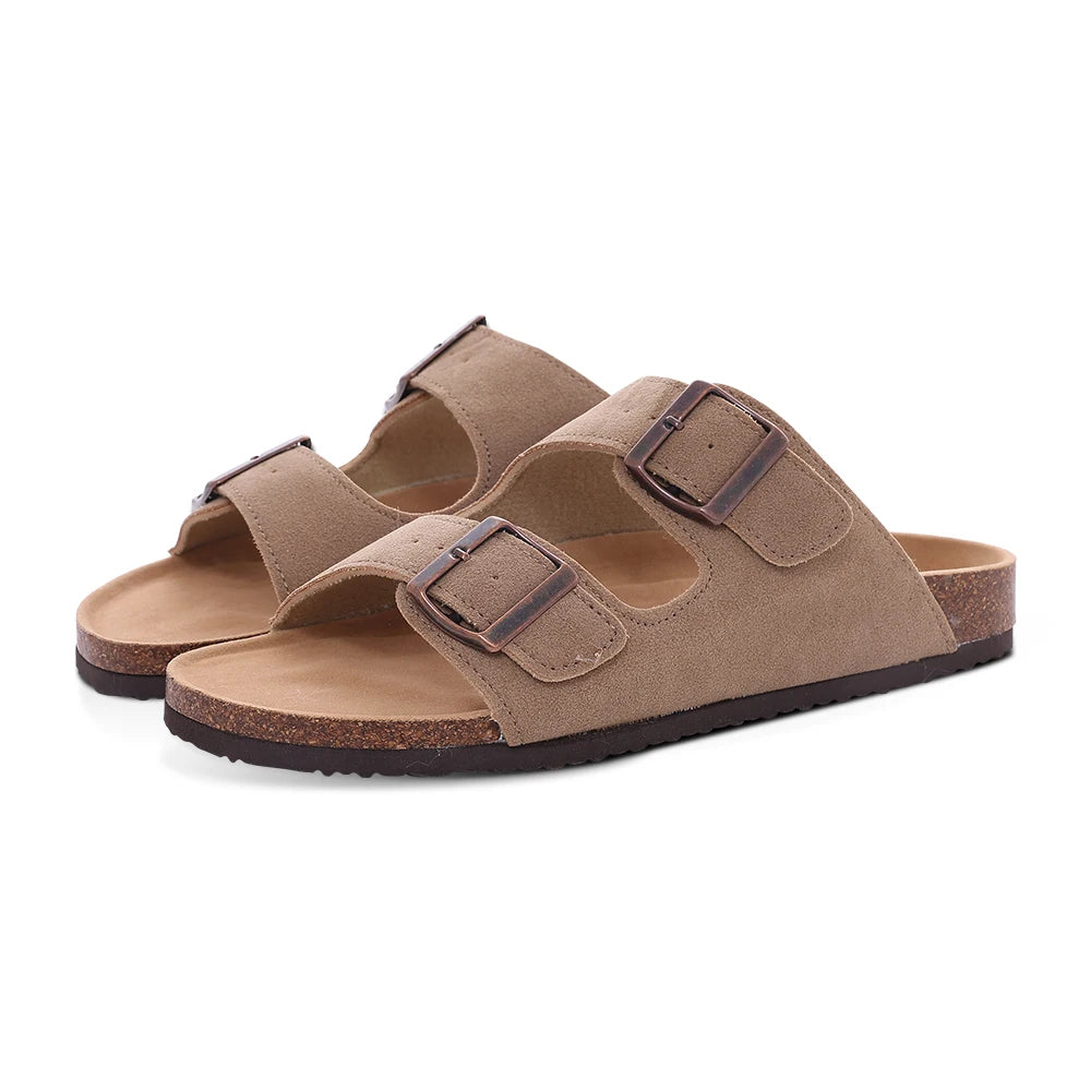 Sandalias con hebillas ajustables y acabado en gamuza