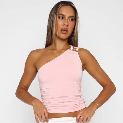 Beaded Shoulder Mocha Top | Maeve
