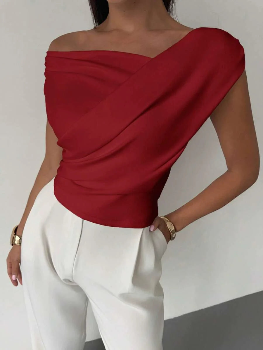 Ivory Draped Crossover Top | Maeve